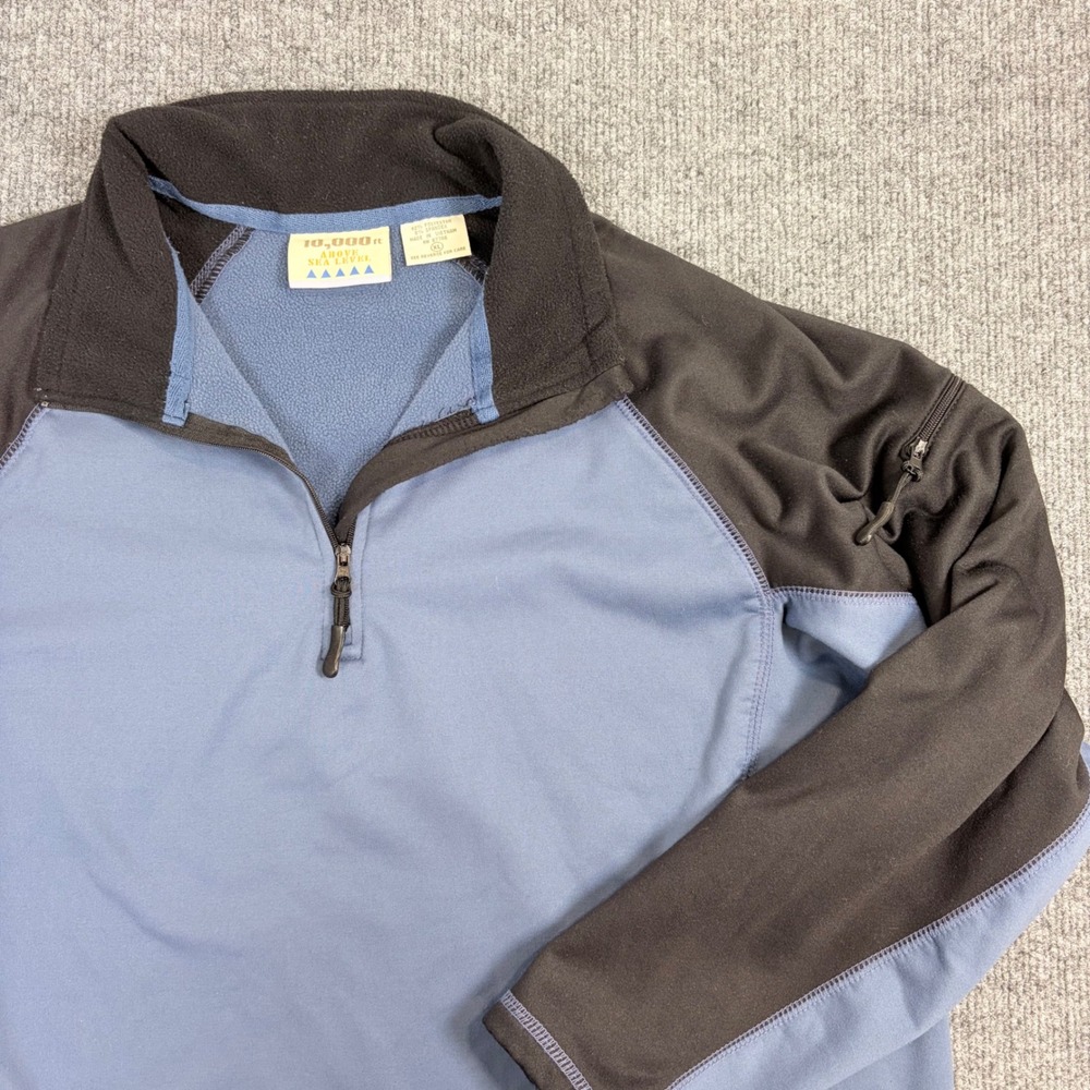 10,000 ft Above Sea Level unisex XL QuarterZip Pullover Blue Black Fleece Collar